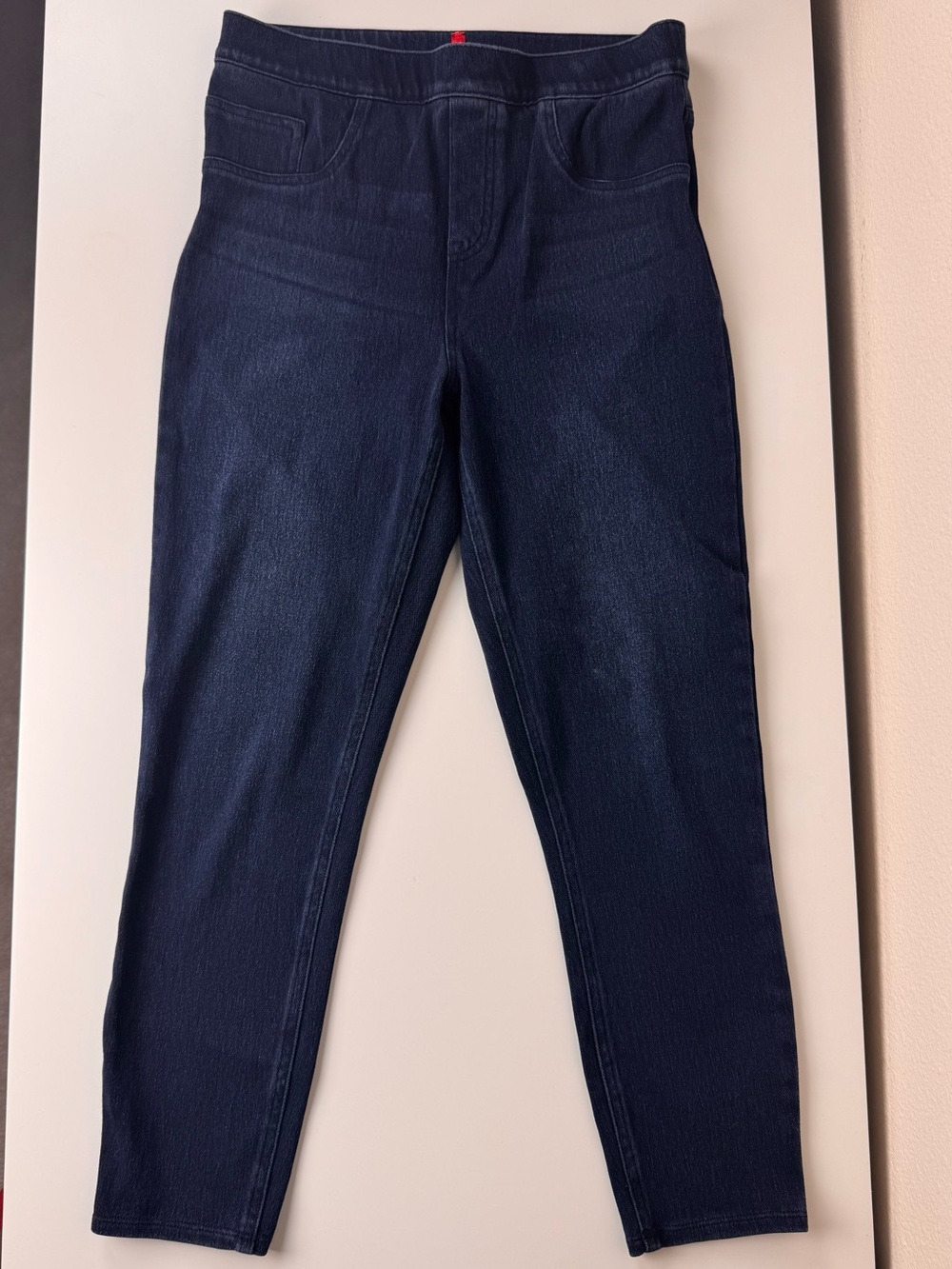 SPANX Women's Dark Wash Blue Denim Pull-On Skinny Jeans Slim Stretch M